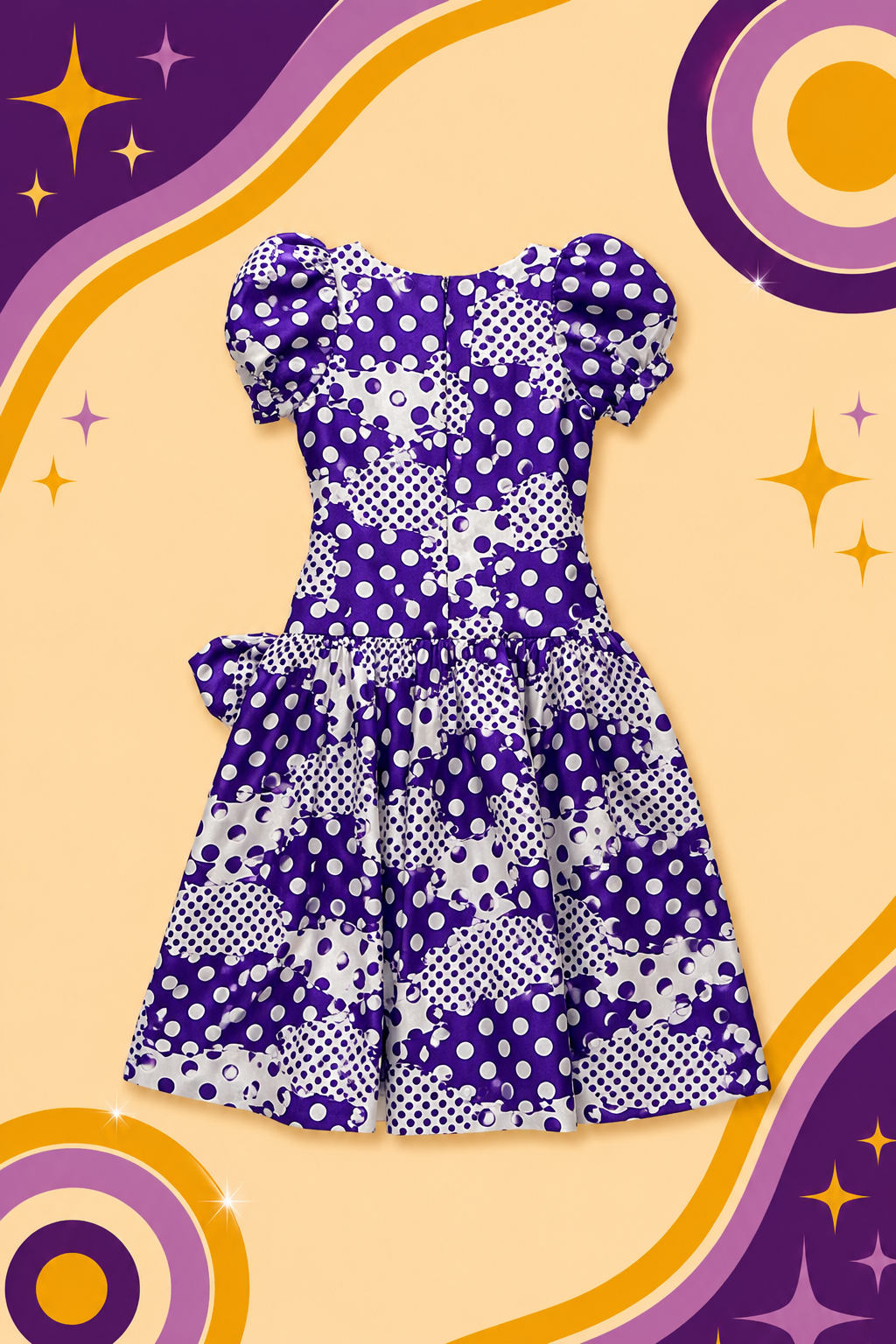 1980's Original Vintage Polka Dot purple Dress