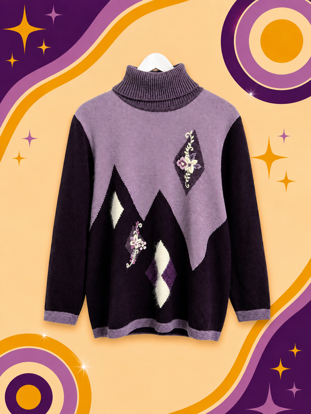 1980's Original Vintage Target Purple Turtle Neck Sweater