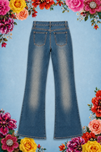 Hand Beaded Bizarro Ferraro Y2K Low Waisted Jeans (Pink Swirls)
