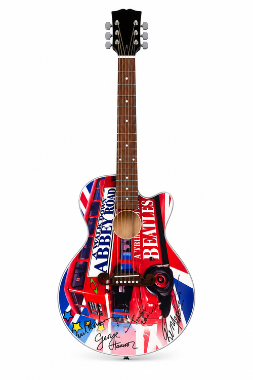Mini Guitar Display Beatles Abbey Road Design