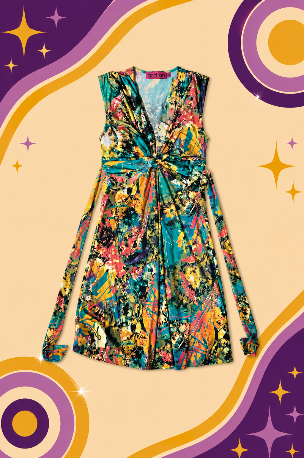 1990's Boohoo Multicolour Tie Back dress