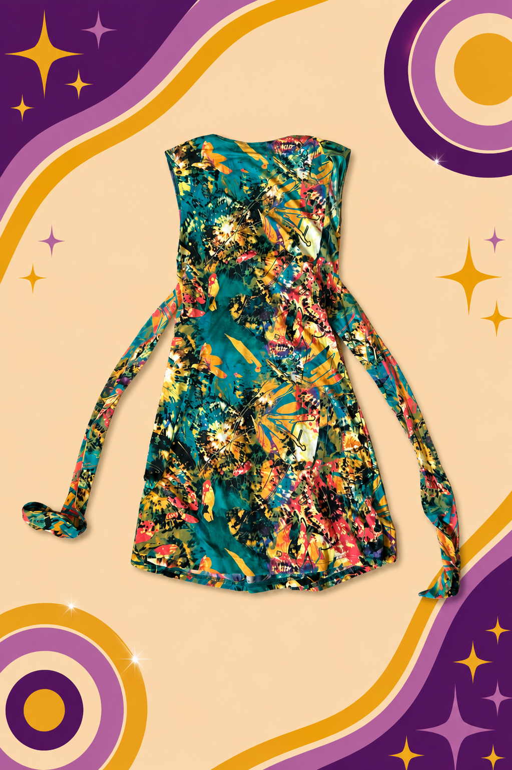 1990's Boohoo Multicolour Tie Back dress