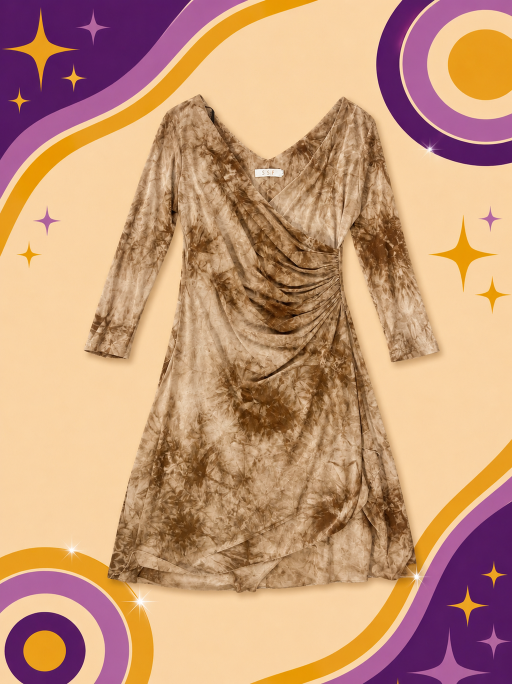 1990's SSF Brown Wrap Dress