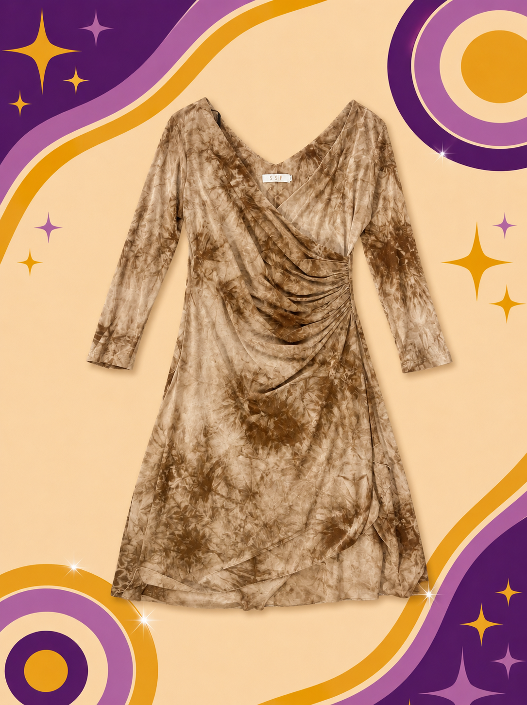 1990's SSF Brown Wrap Dress