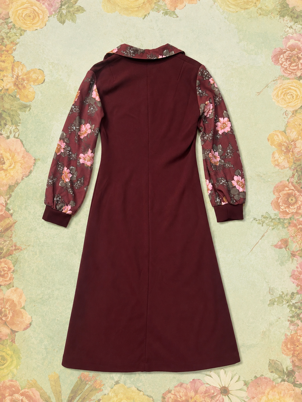 Original Vintage 1970's Luiss Mary of Sweden Brown Floral Dress