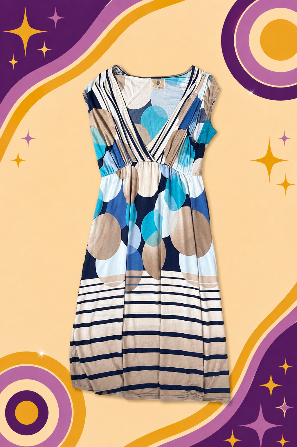 1990's Bou Jeloud Circle Print Dress