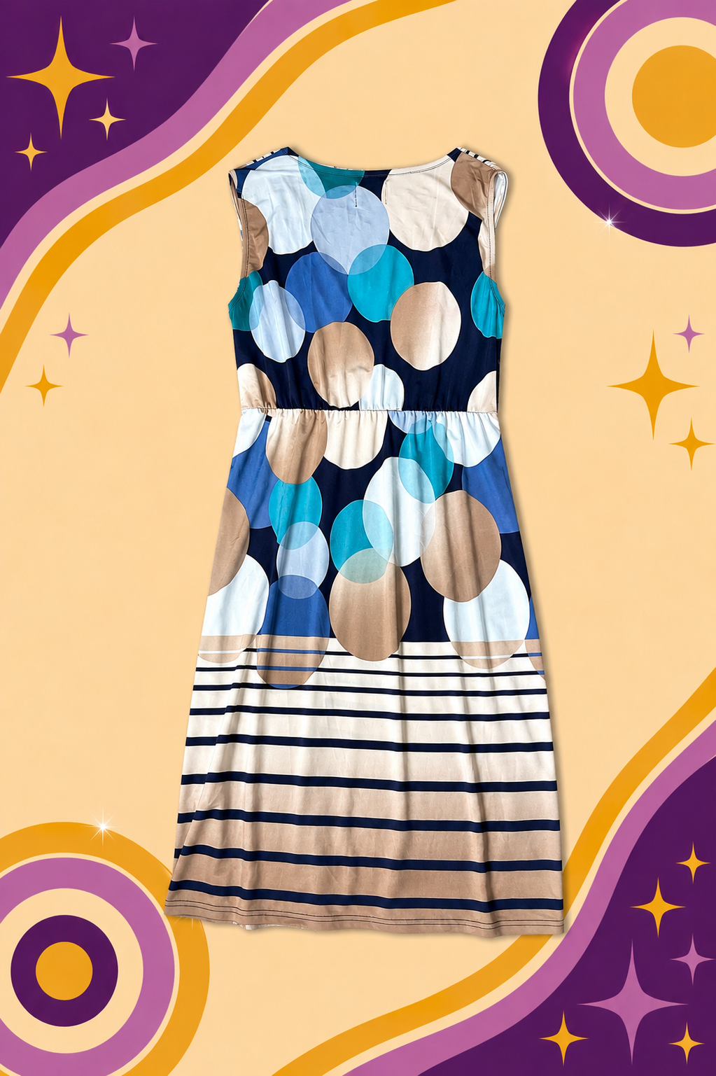 1990's Bou Jeloud Circle Print Dress