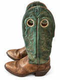American Vintage Genuine Leather Tony Lama (M10.5) Green Two Tone Cowboy Boots