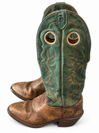 American Vintage Genuine Leather Tony Lama (M10.5) Green Two Tone Cowboy Boots