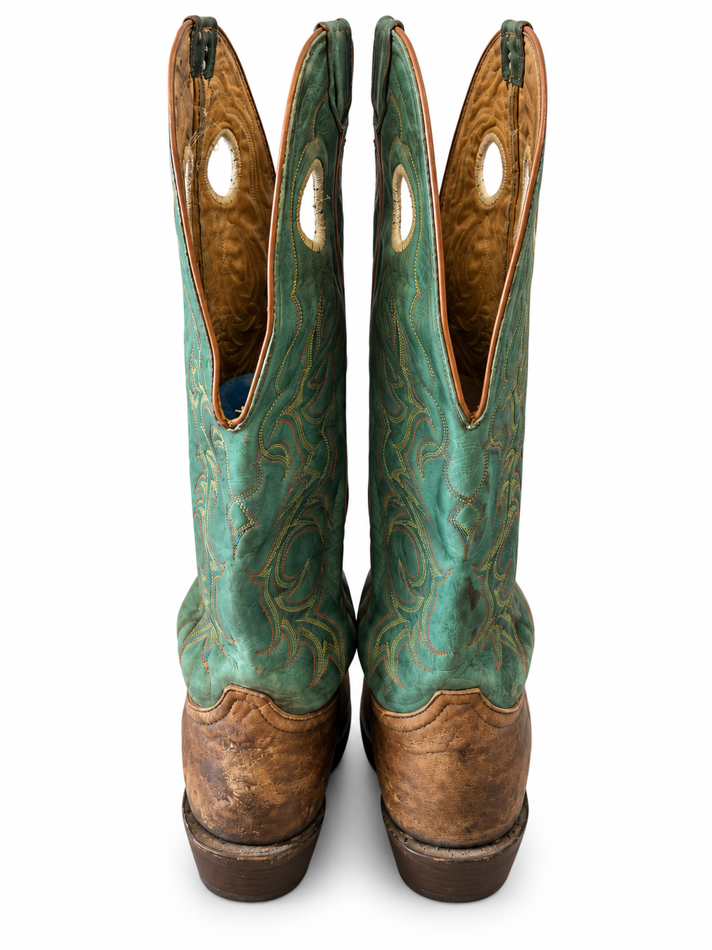 American Vintage Genuine Leather Tony Lama (M10.5) Green Two Tone Cowboy Boots