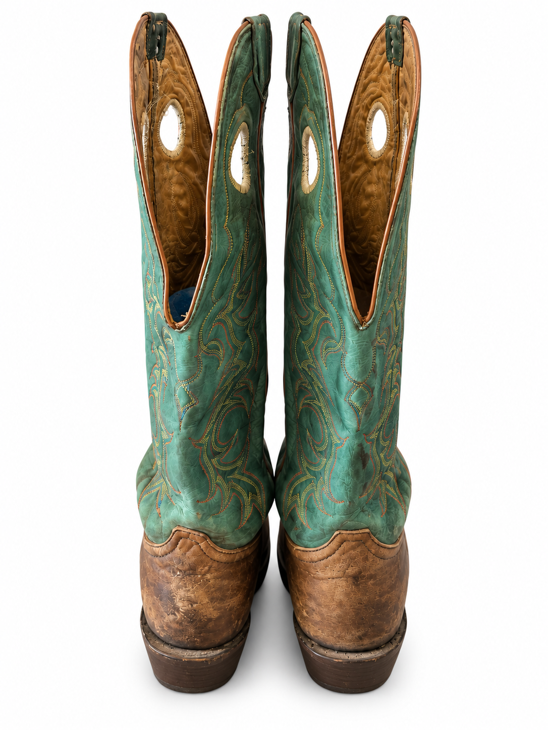 American Vintage Genuine Leather Tony Lama (M10.5) Green Two Tone Cowboy Boots