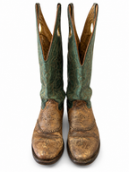 American Vintage Genuine Leather Tony Lama (M10.5) Green Two Tone Cowboy Boots