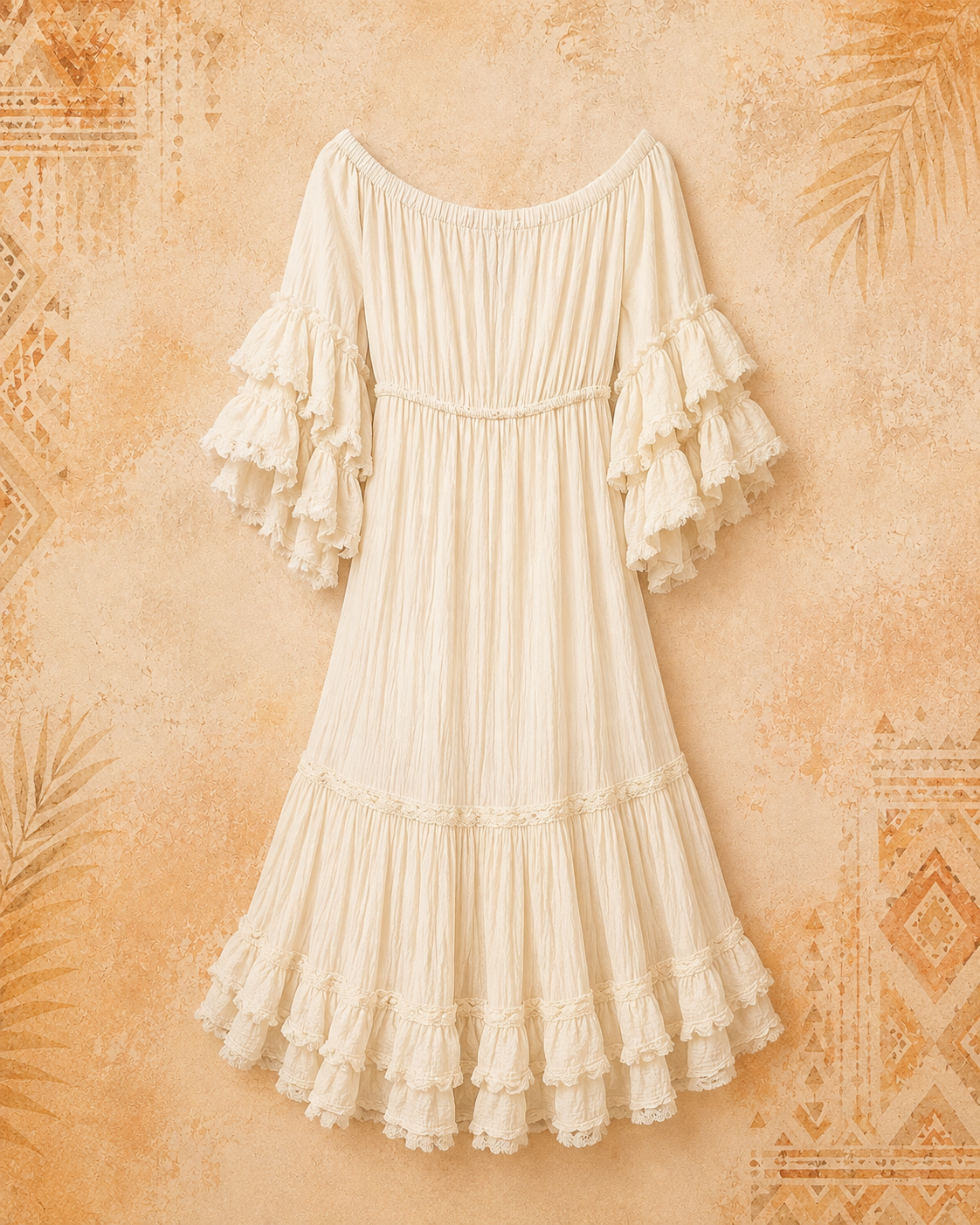 Bohotique Cream Gypsy Maxi Dress