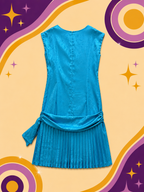 1980's Original Vintage Drop Waist Blue Dress
