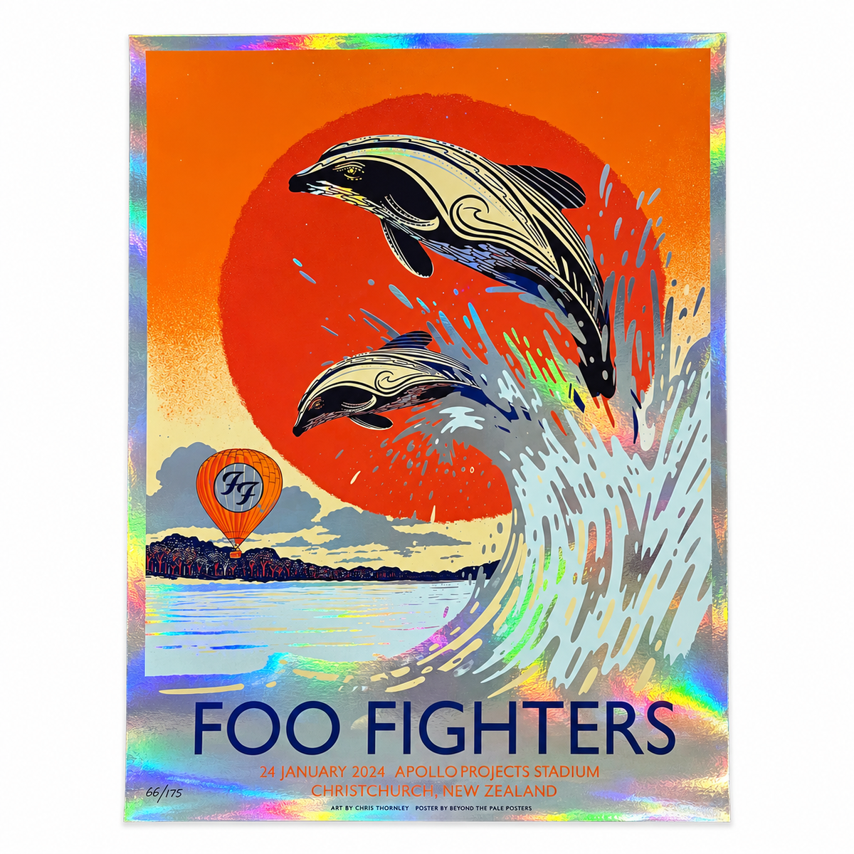 Poster 'Foo Fighters' Christ Church New Zealand Serialised (66/175) Limited edition On Foil