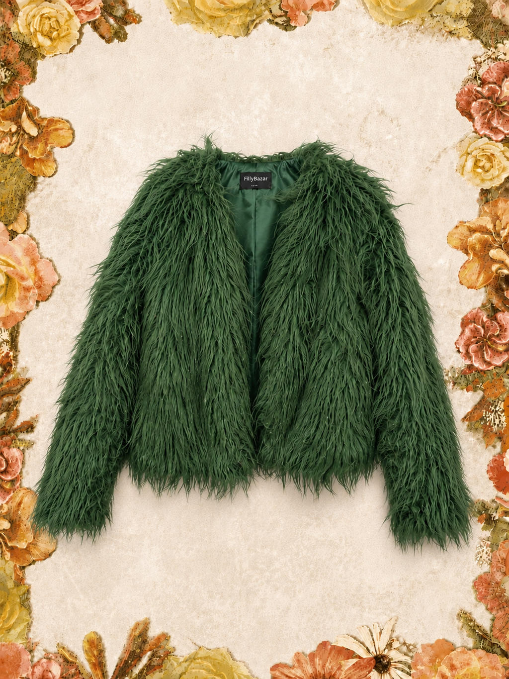 Vintage Faux Fur Eilly Bazaar Green Jacket
