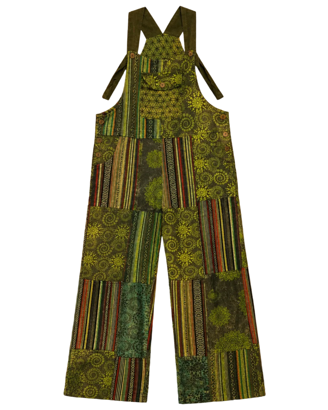 3rd eye Patchwork 100% Cotton Green Overalls