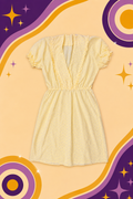 1980's Original Vintage Yellow geometric Pattern Dress
