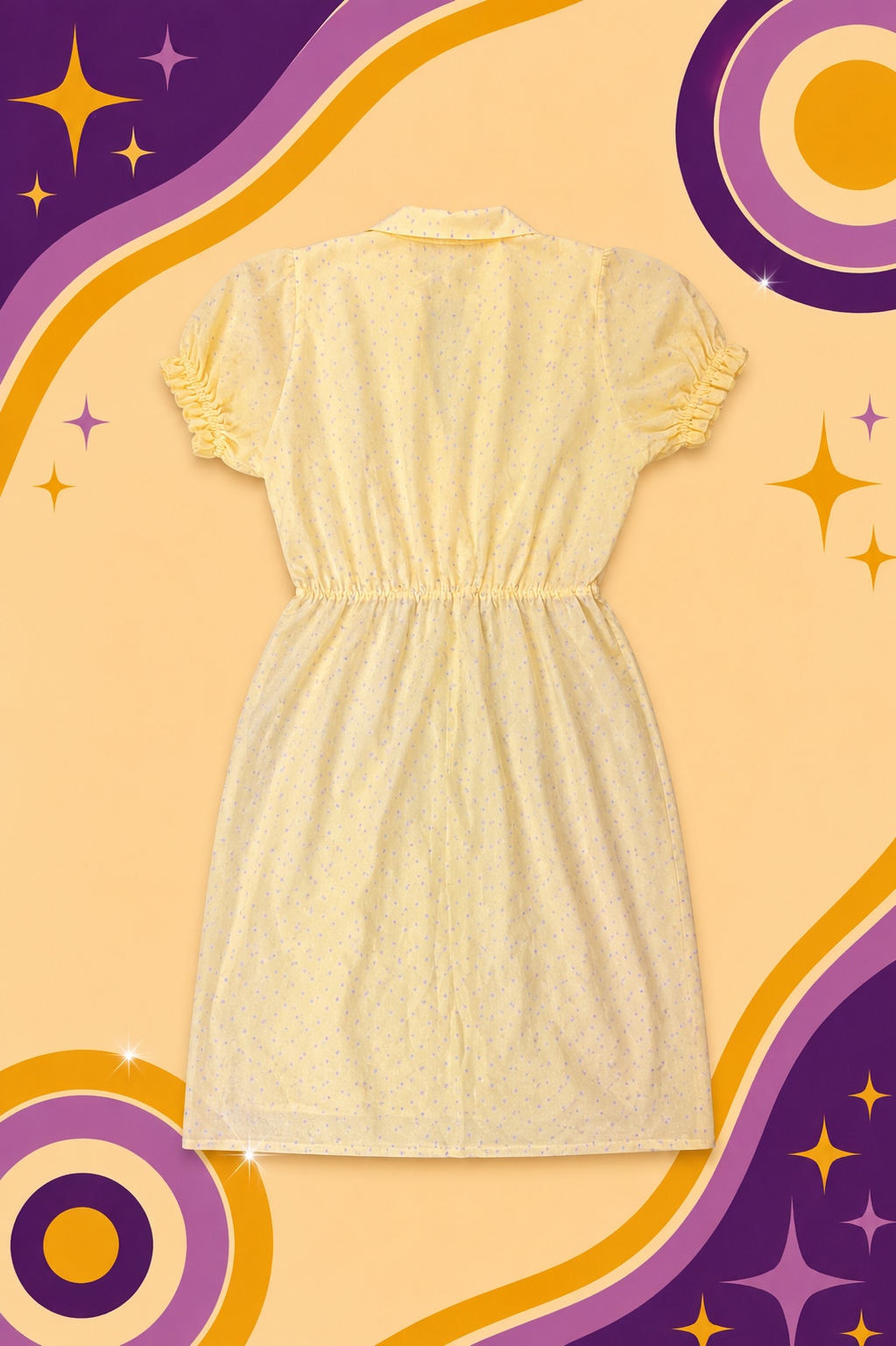 1980's Original Vintage Yellow geometric Pattern Dress