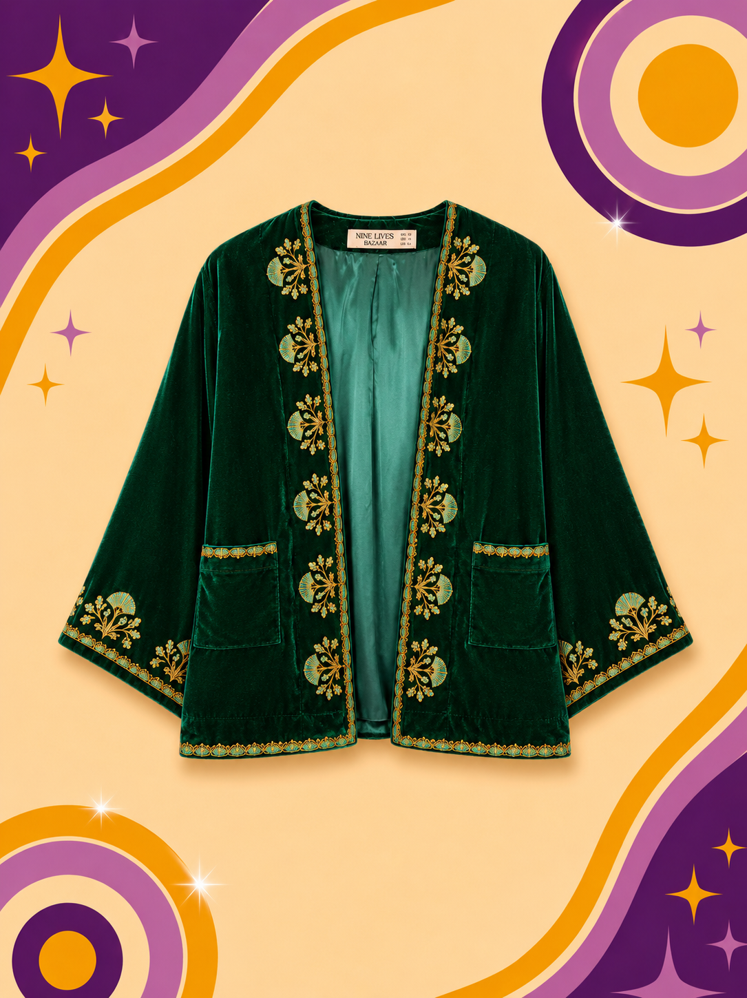 Original Vintage Nine Lives Bazaar Embroidered Coat