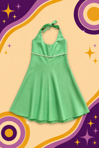 1950's/60's Original Vintage Handmade Green Halter Dress