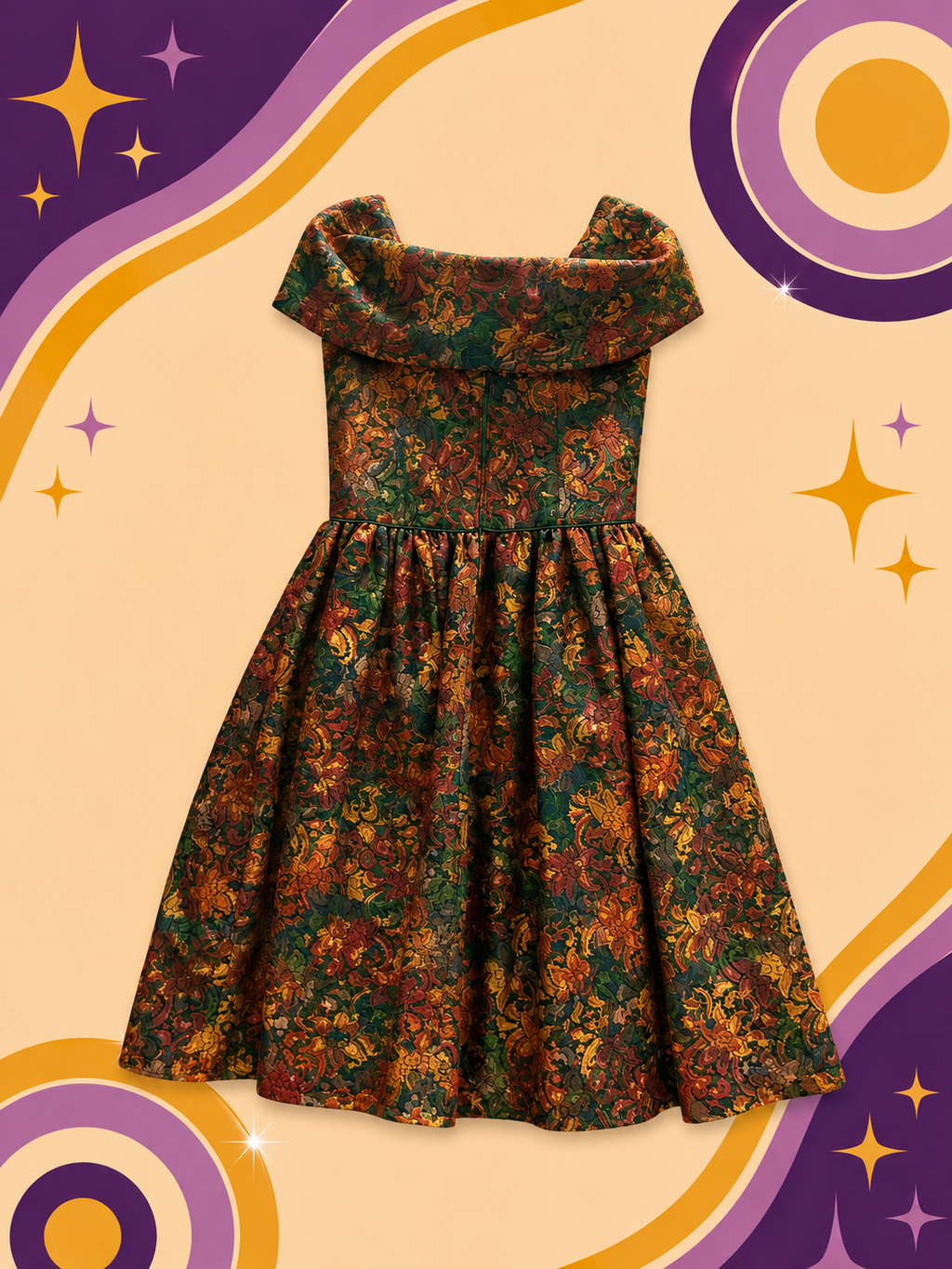 1950's Handmade Original Vintage Brown/Green Dress