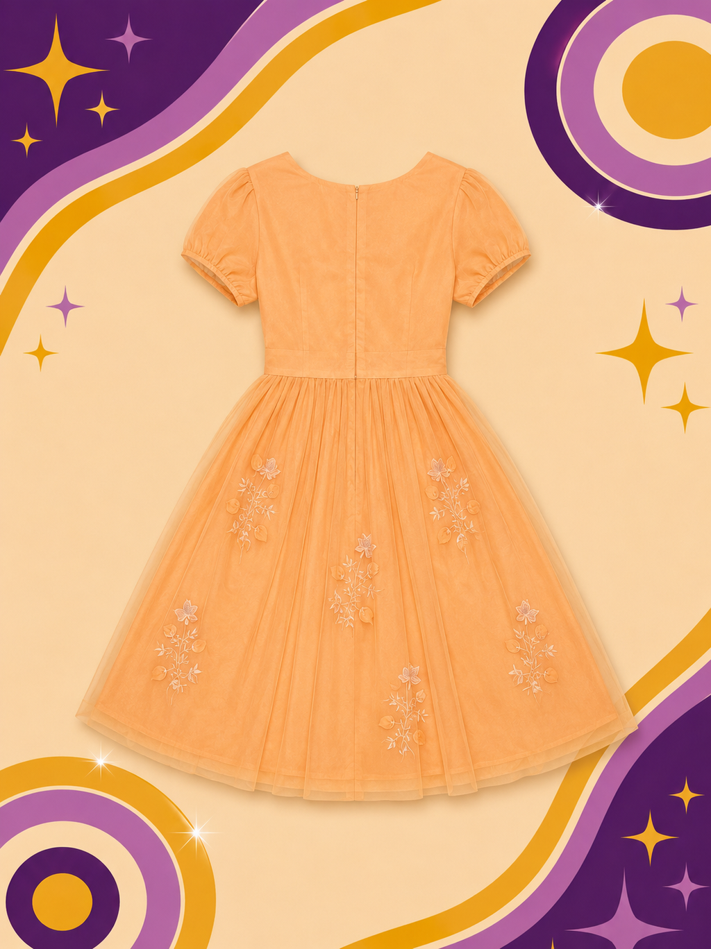 1950's Handmade Original Vintage Orange Dress