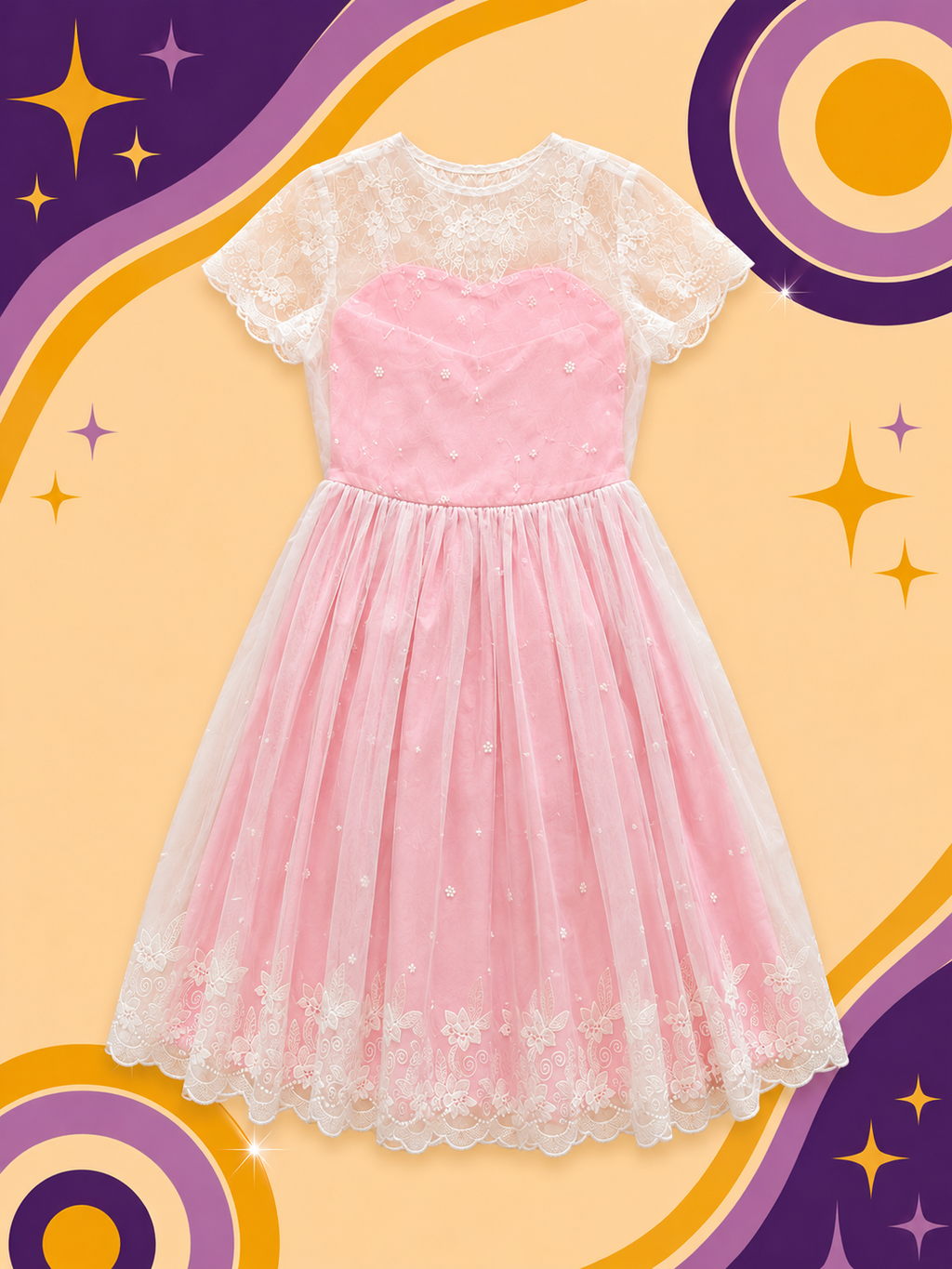 1950's Original Vintage Pink Chiffon Dress