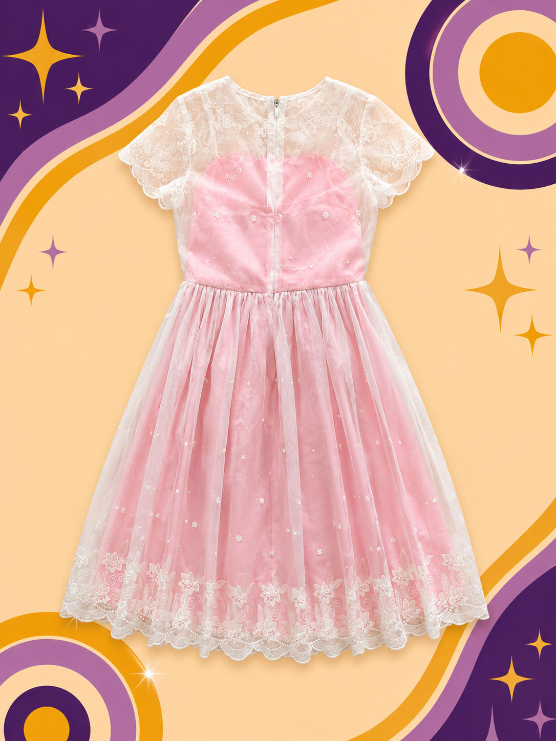 1950's Original Vintage Pink Chiffon Dress
