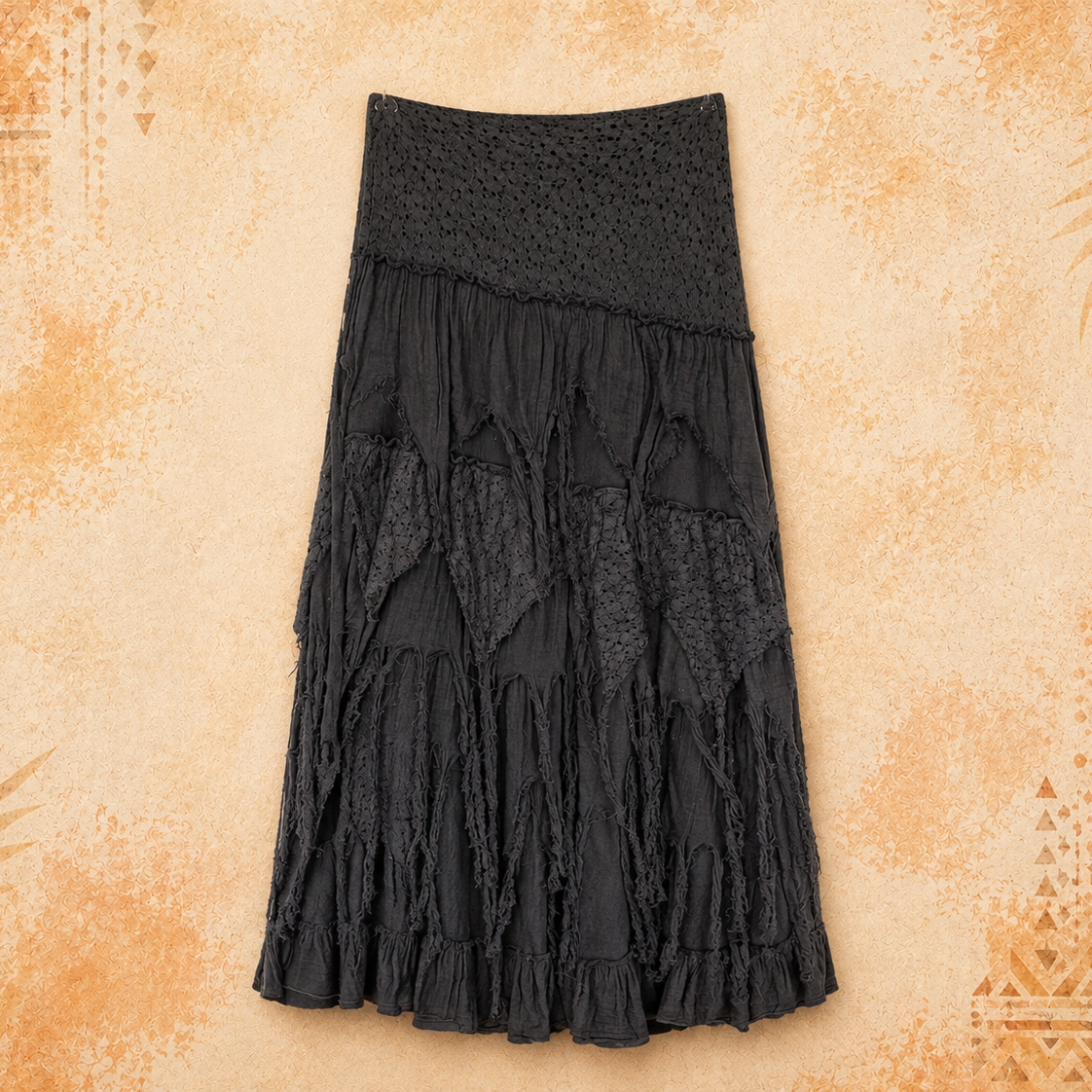 3rd Eye Boho 100% Cotton Tassel Maxi Skirt