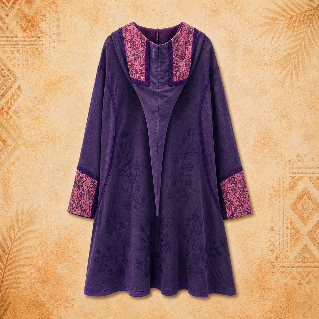 3rd Eye 100% Cotton Purple Embroidery Zip Up Jacket W/Hood