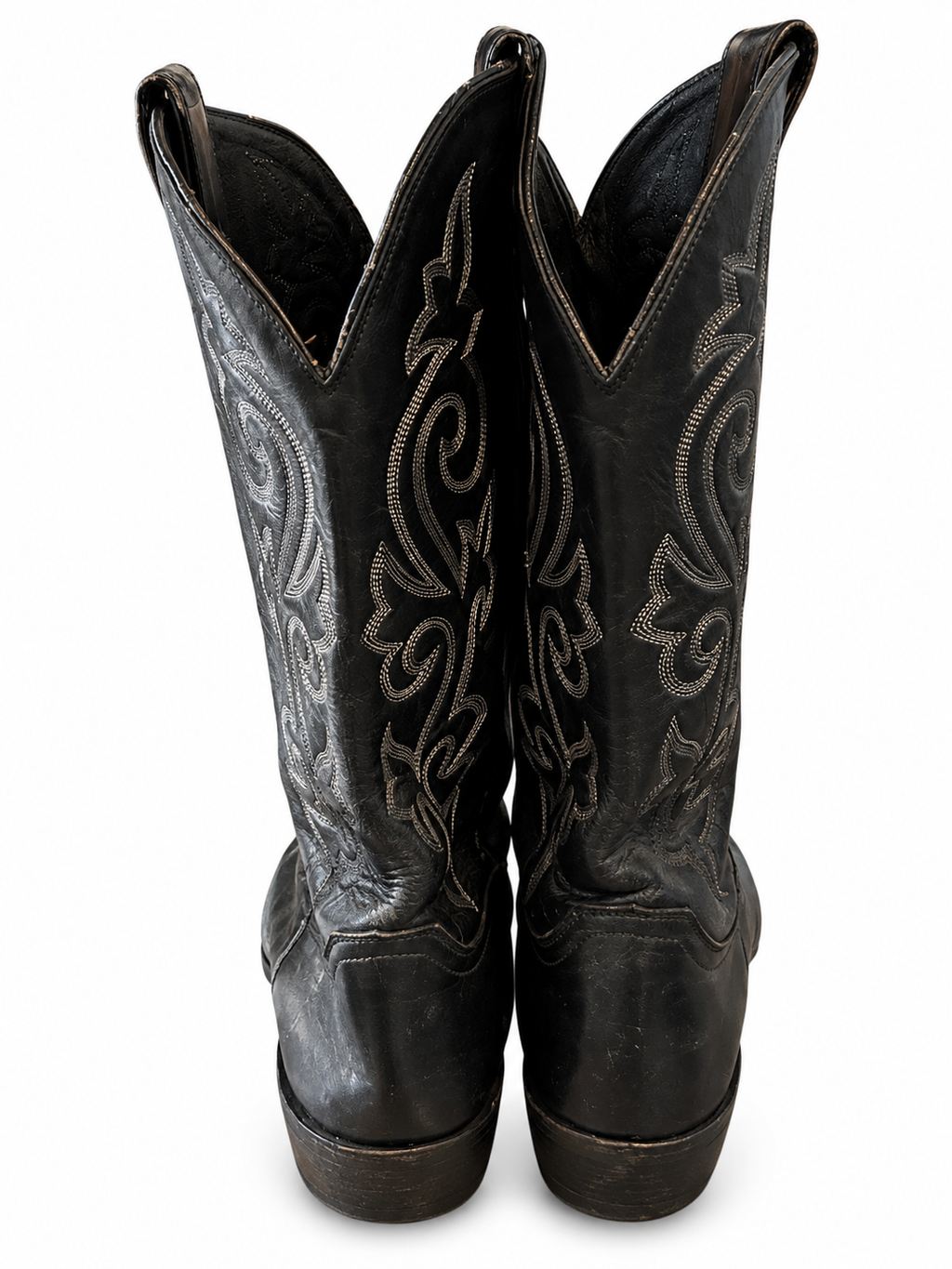 American Vintage Genuine Leather Justin (M11) Black W/White Stitching Cowboy Boots