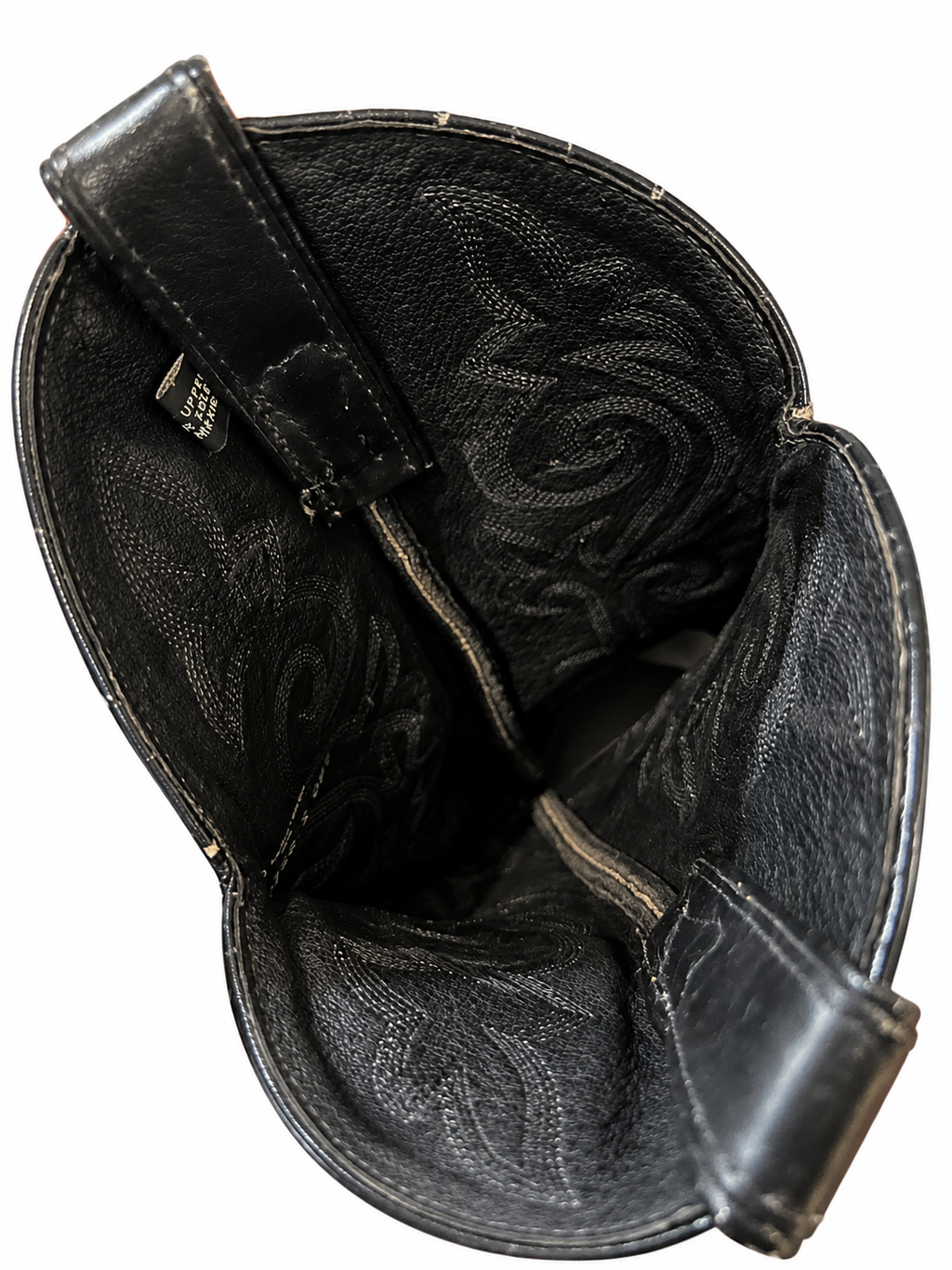 American Vintage Genuine Leather Justin (M11) Black W/White Stitching Cowboy Boots