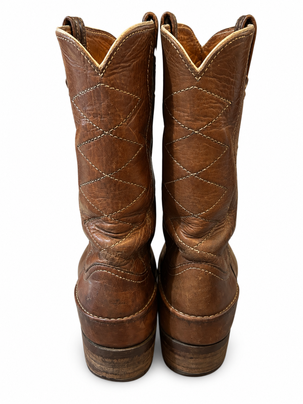 American Vintage Genuine Leather Justin (M8.5/W10.5) Chocolate Brown Cowboy Boots