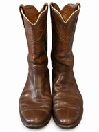 American Vintage Genuine Leather Justin (M8.5/W10.5) Chocolate Brown Cowboy Boots