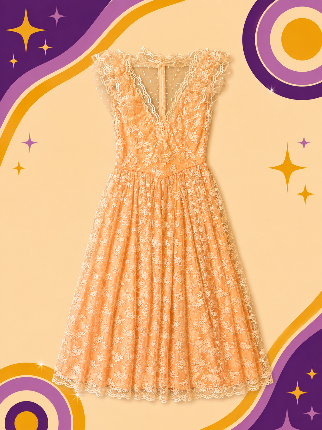 1960's Original Vintage Lace Gunne Sax Style Dress
