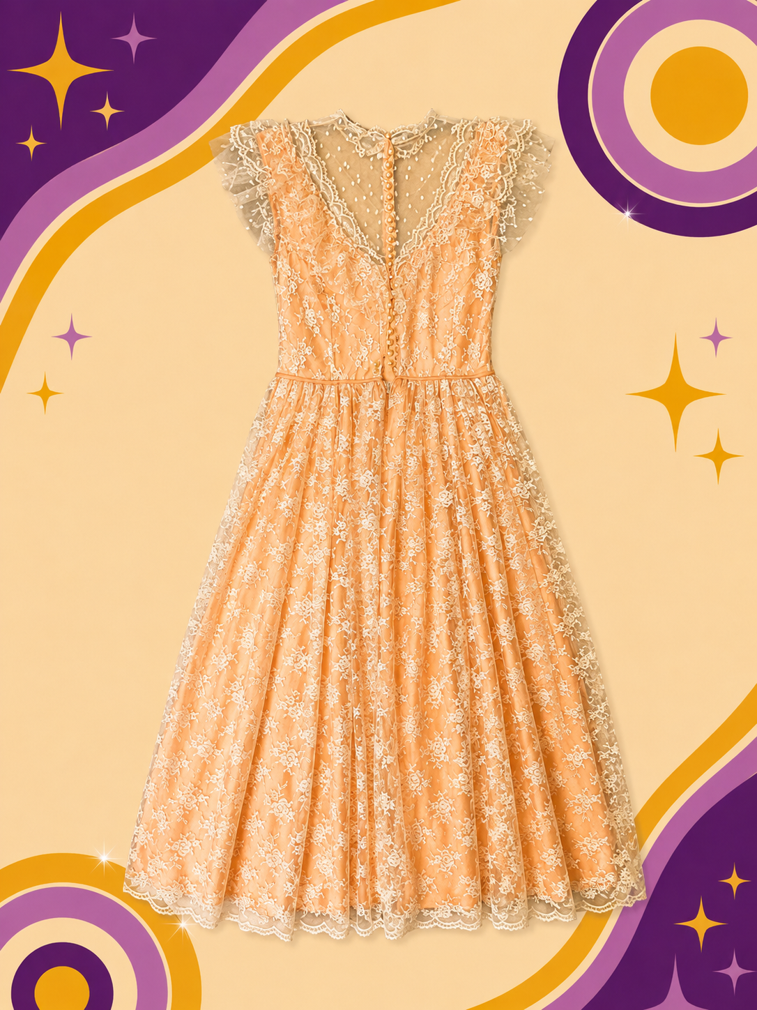 1960's Original Vintage Lace Gunne Sax Style Dress