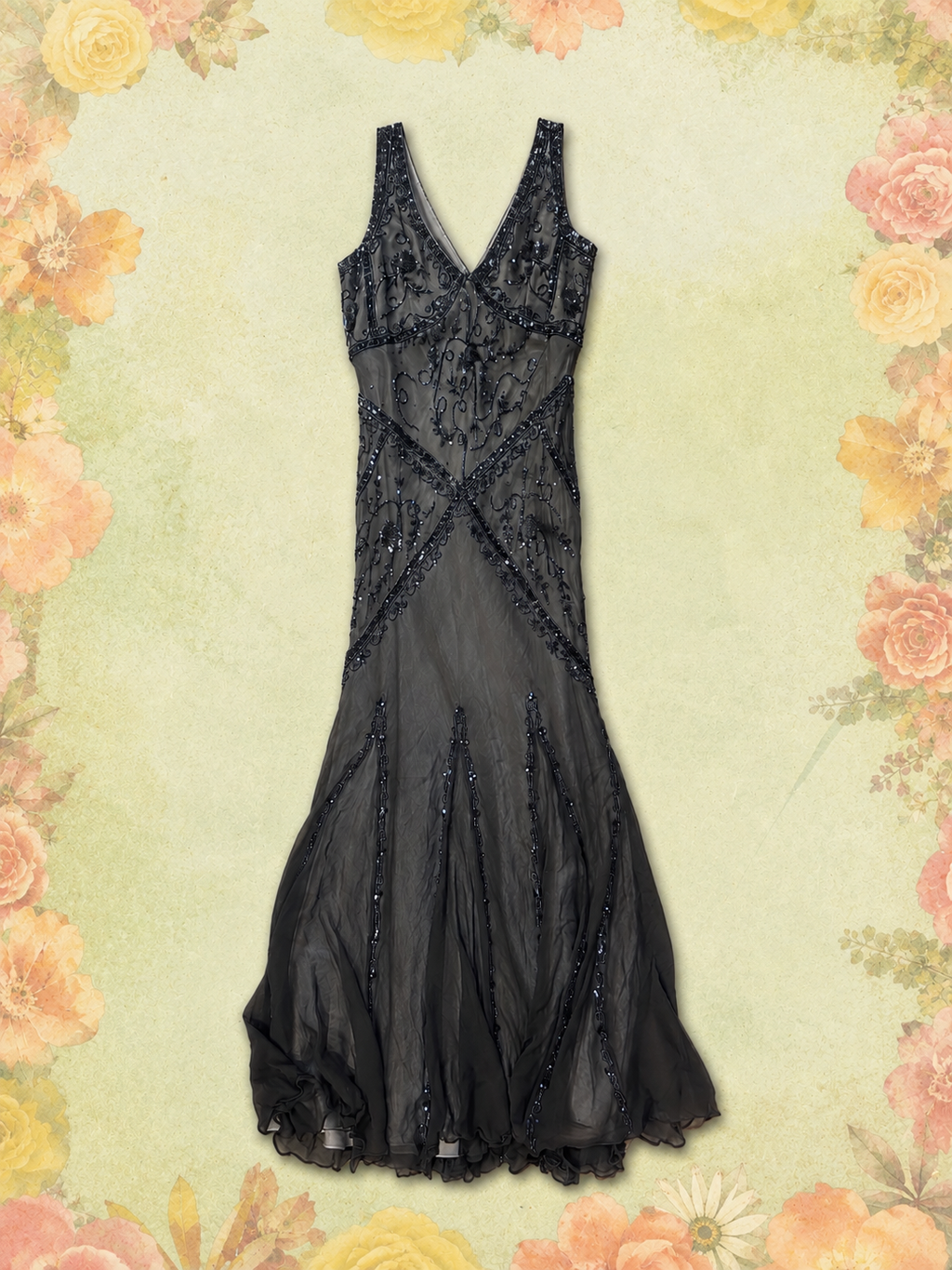 Vintage Silk Beaded Liz Jordan Gown