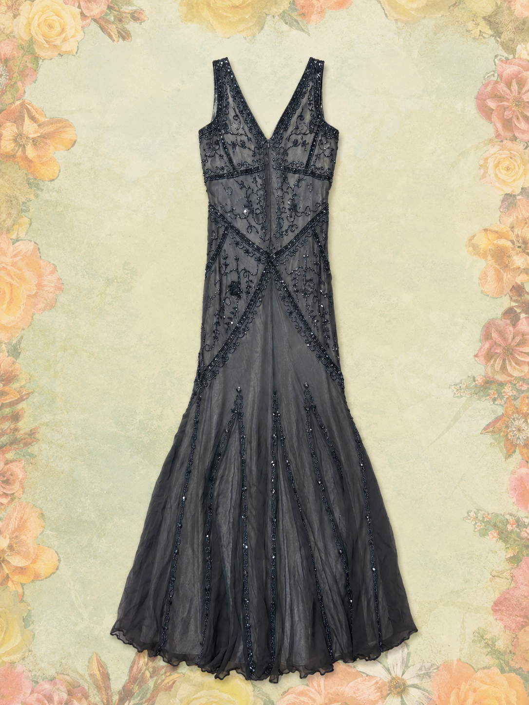 Vintage Silk Beaded Liz Jordan Gown