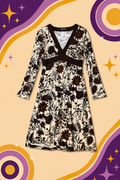 1990's Mei Mei Brown Patterned Dress