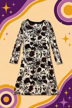 1990's Mei Mei Brown Patterned Dress
