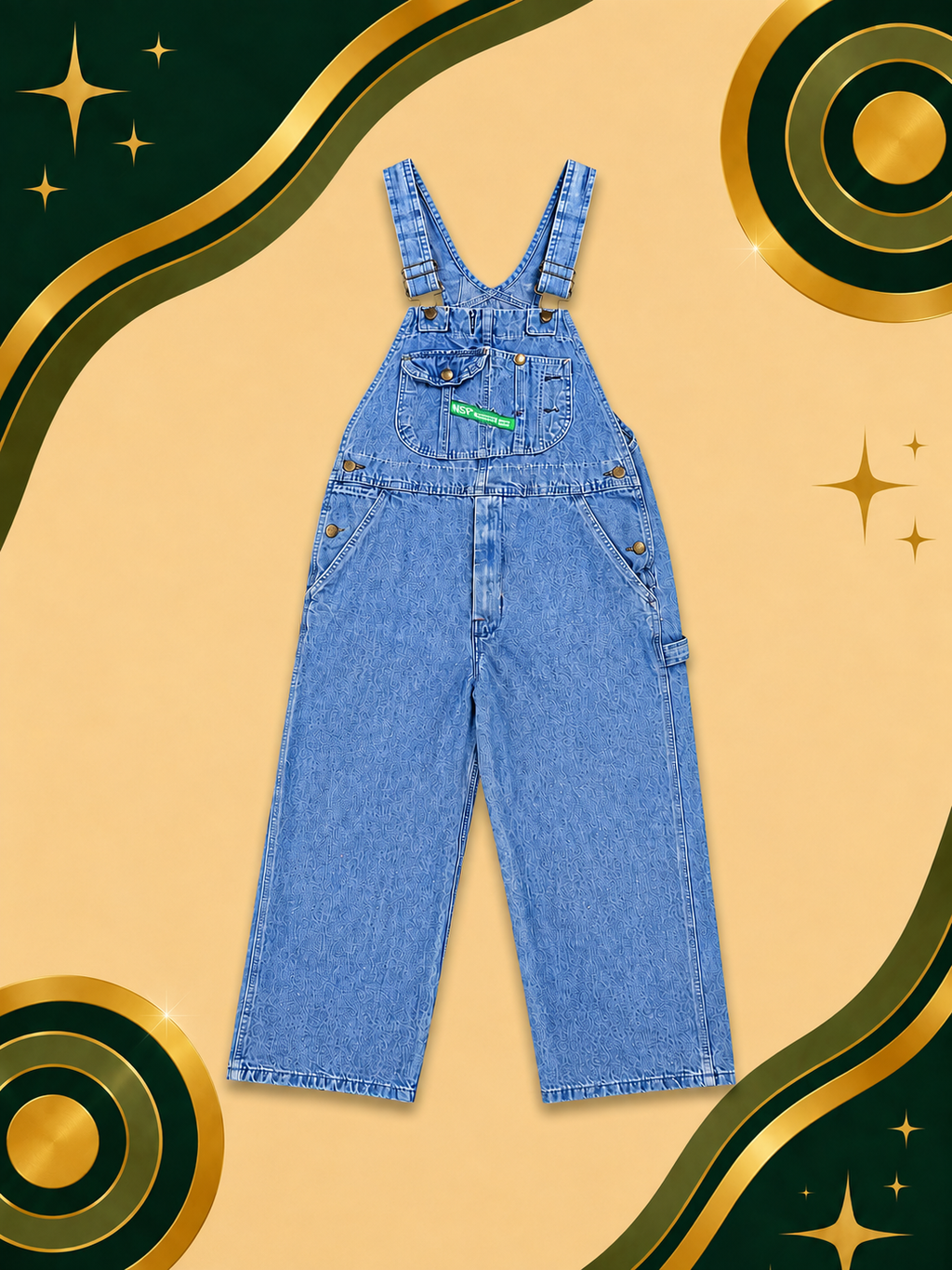Mens Vintage Key Denim Overalls