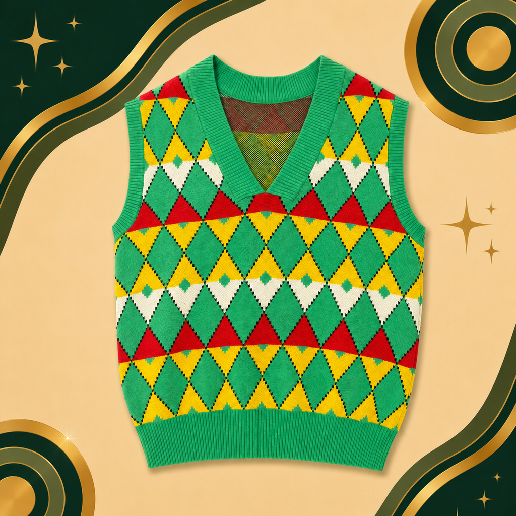 Mens Knit Diamond Pattern Vest