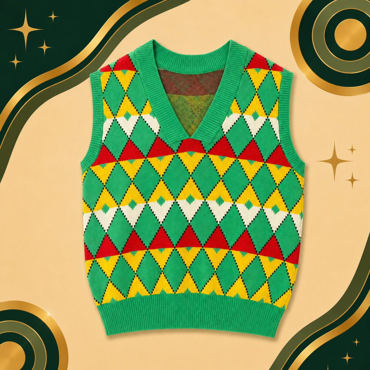 Mens Knit Diamond Pattern Vest
