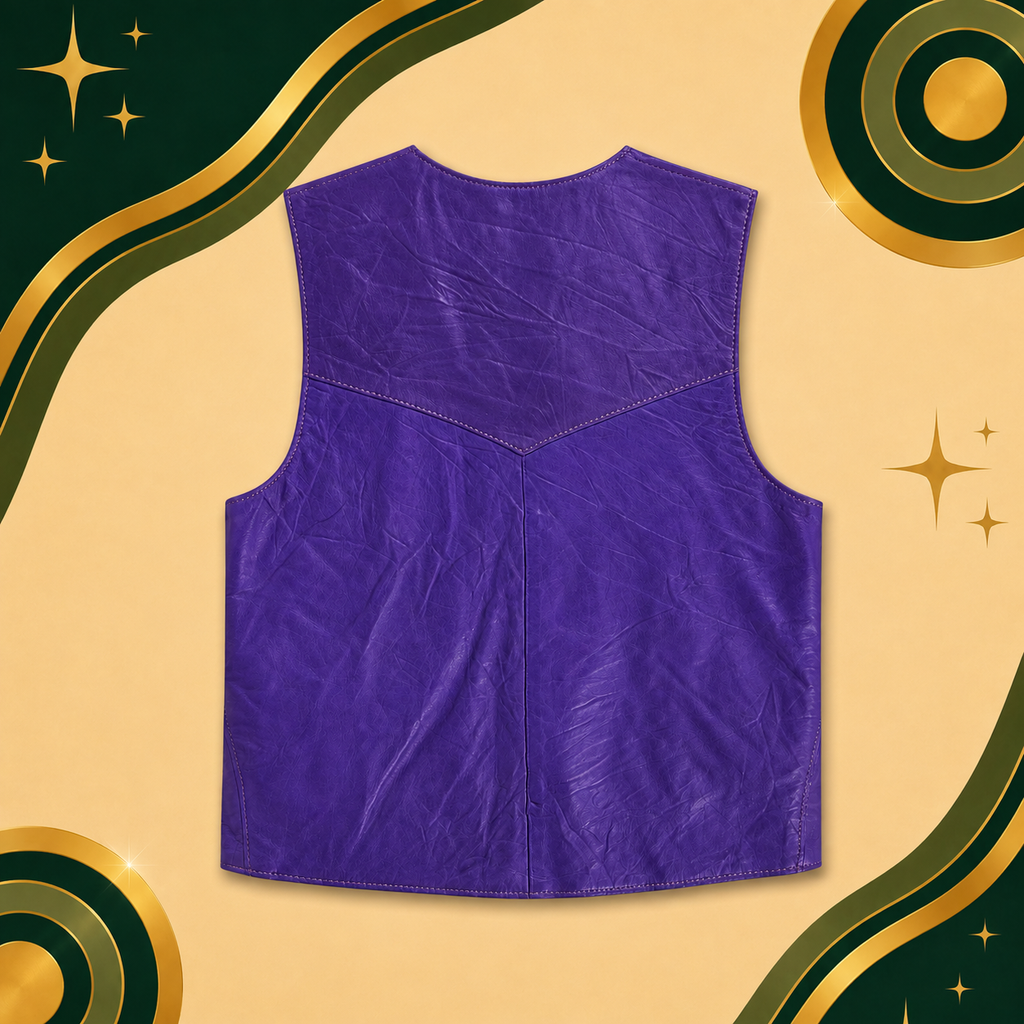 Mens Genuine Leather Members Only Purple Vest