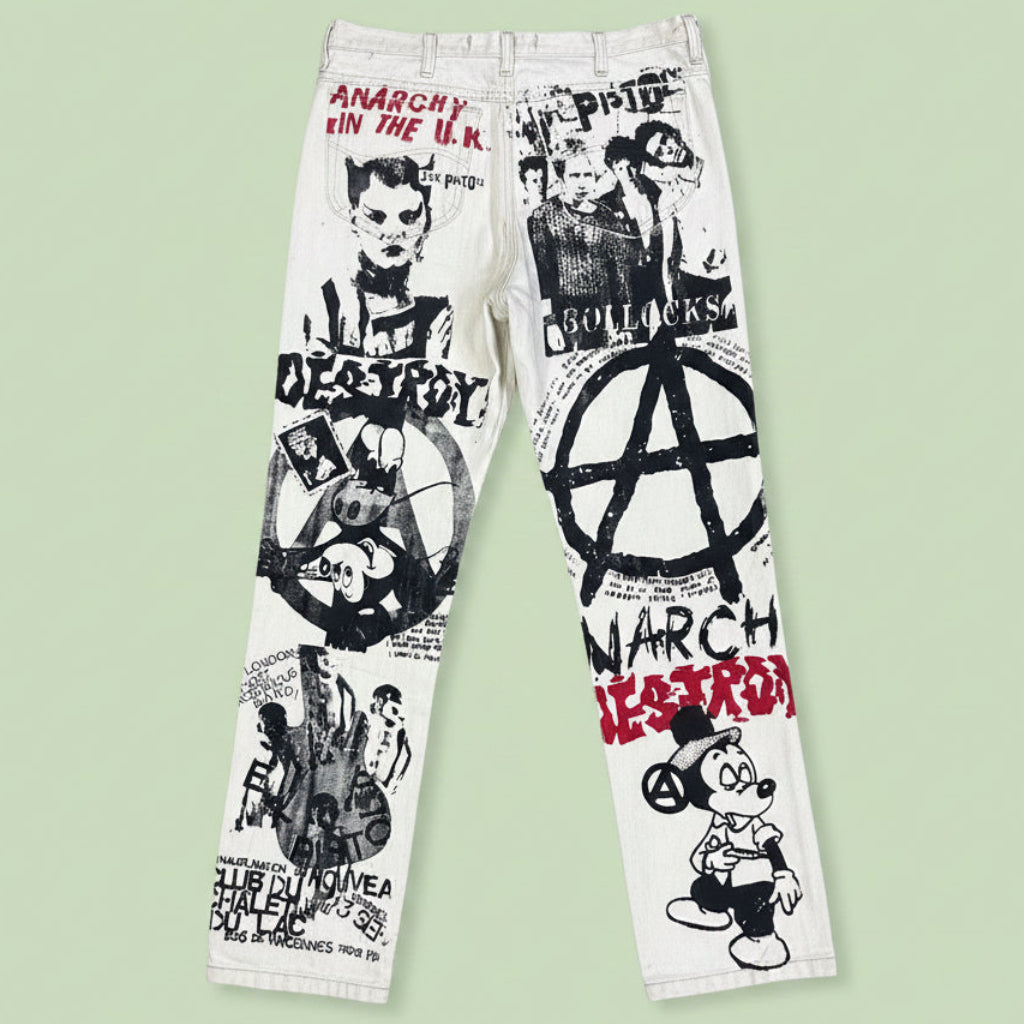 Mens Upcycled Lee Denim Jeans Sex Pistols