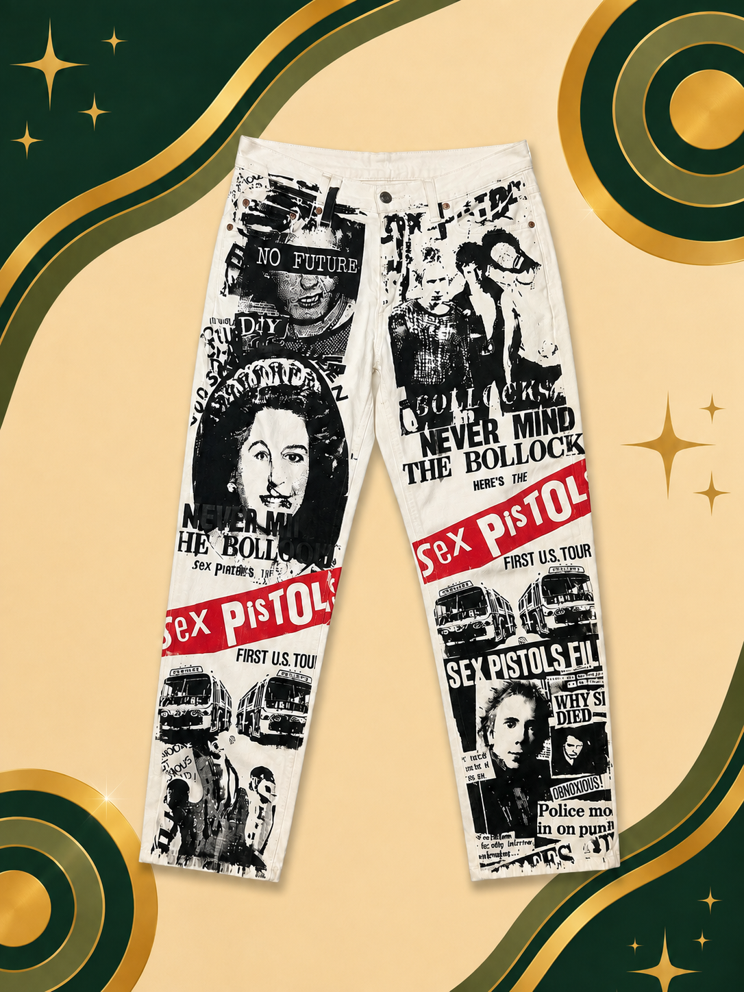 Mens Upcycled Levi Strauss Jeans Sex Pistols