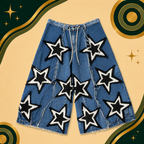 Mens Upcycled Denim Star Shorts