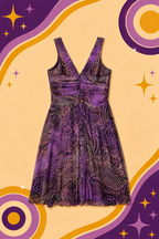 2000's Vintage Motive Silk Crocodile Pattern Dress