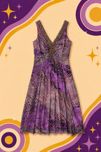 2000's Vintage Motive Silk Crocodile Pattern Dress